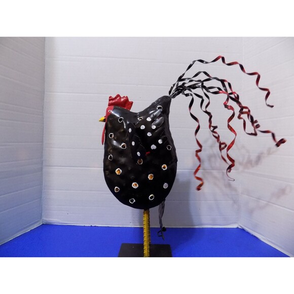 Vintage Blue Sky 2002 Metal Rustic Rooster Chicken Tea Candle Sculpture Country - Picture 7 of 9